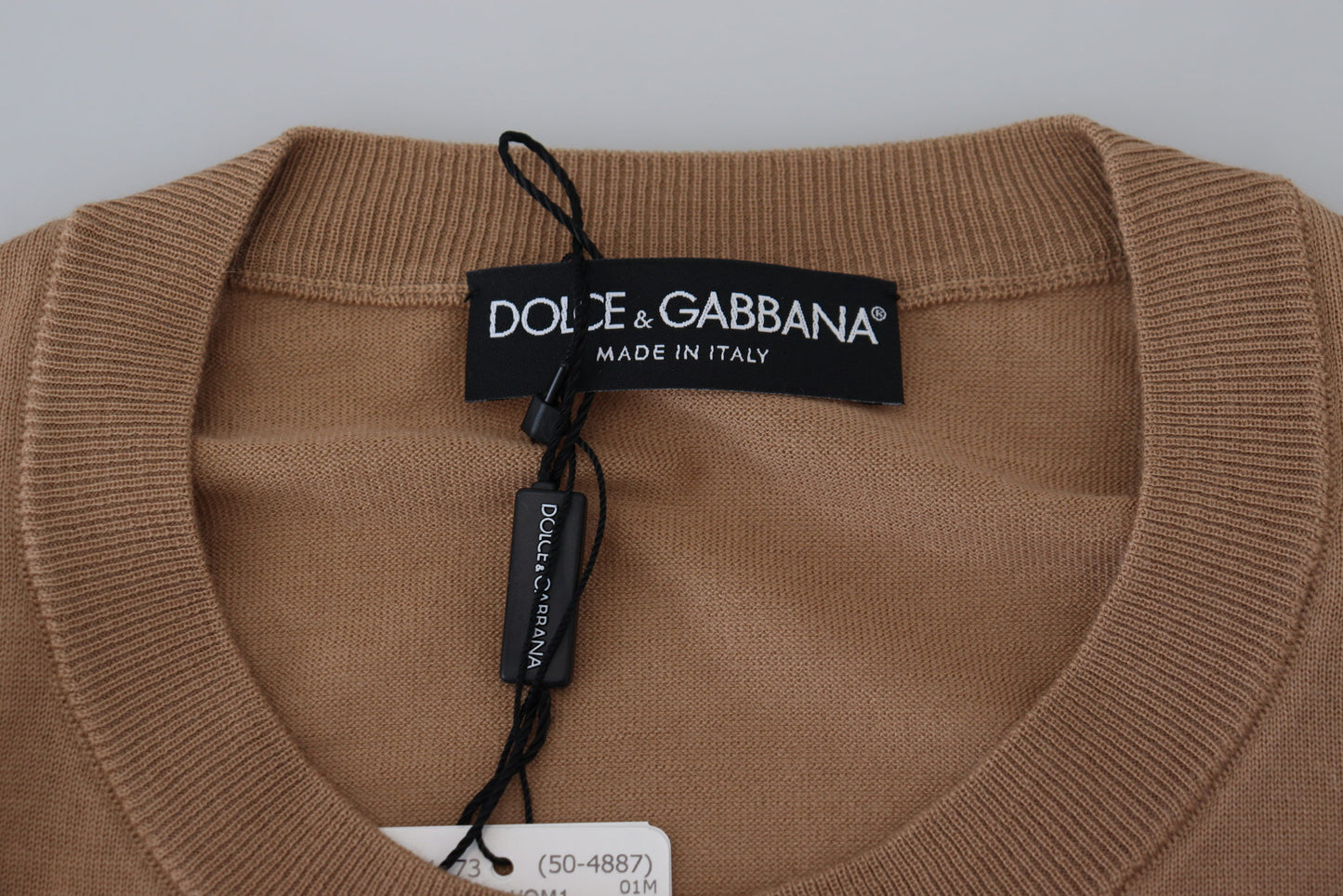 Suéter de cuello redondo de cachemira beige