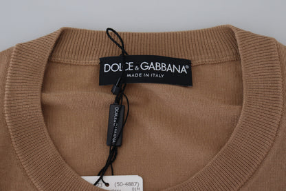 Suéter de cuello redondo de cachemira beige
