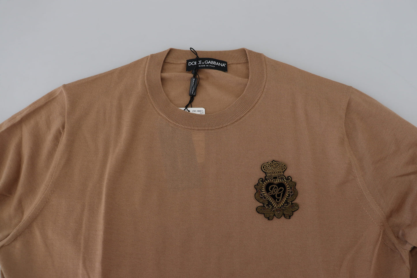 Suéter de cuello redondo de cachemira beige