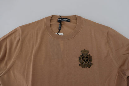 Suéter de cuello redondo de cachemira beige