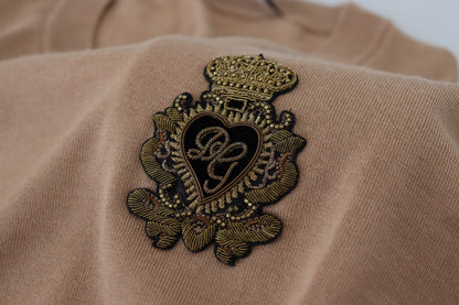Suéter de cuello redondo de cachemira beige