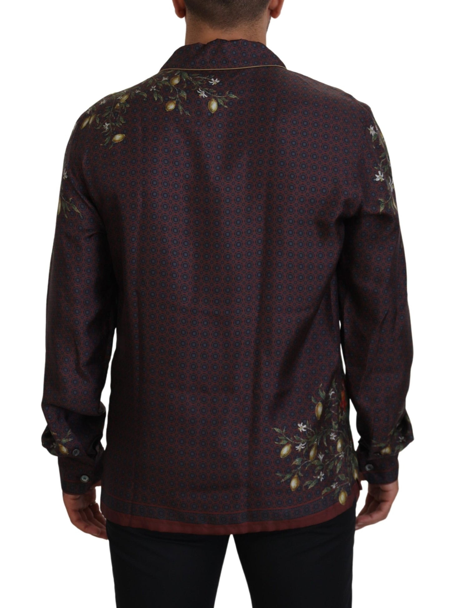 Camisa de pijama elegante de satén de seda para hombre