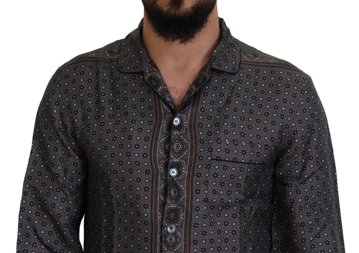 Camisa elegante barroca de satén de seda