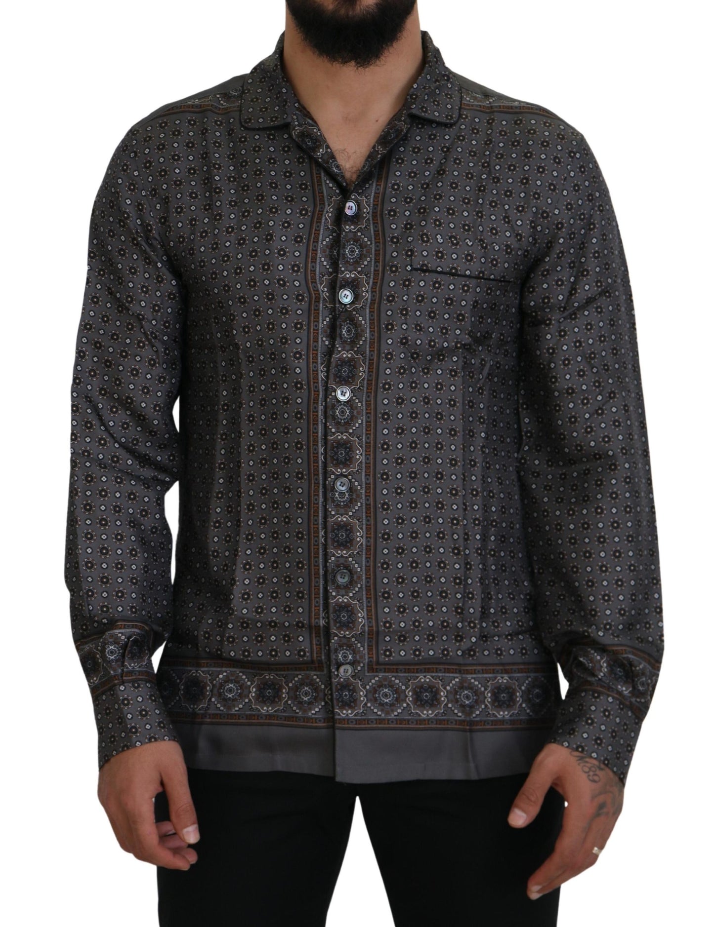 Camisa elegante barroca de satén de seda