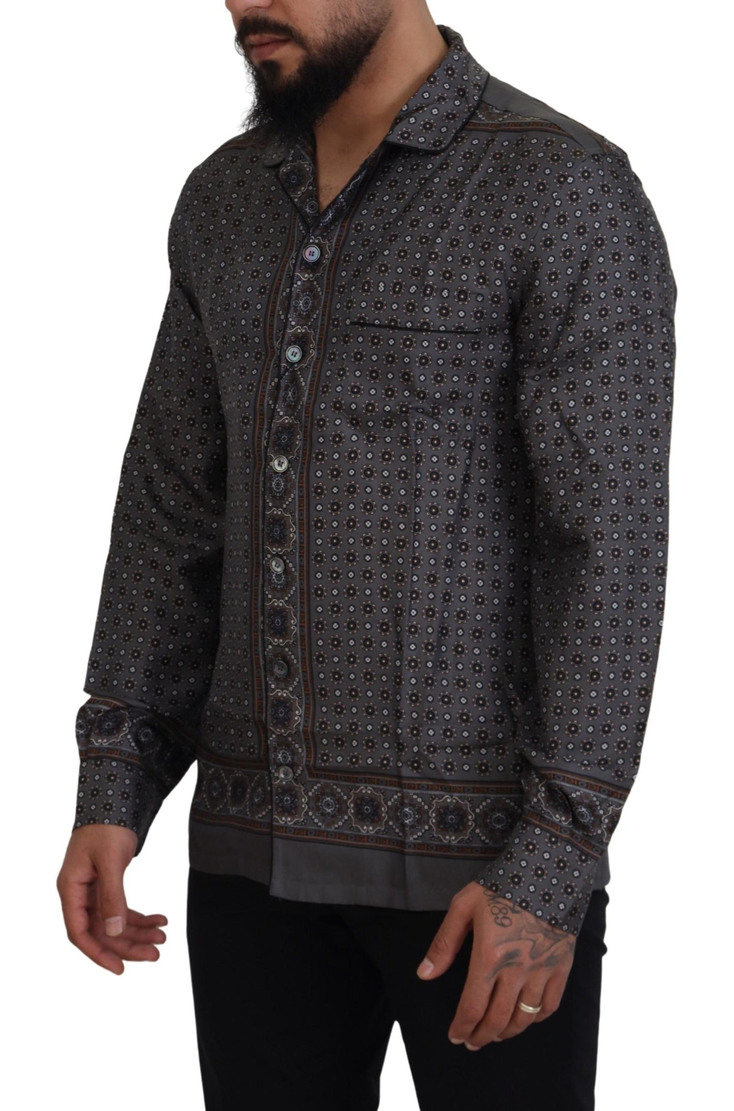 Camisa elegante barroca de satén de seda