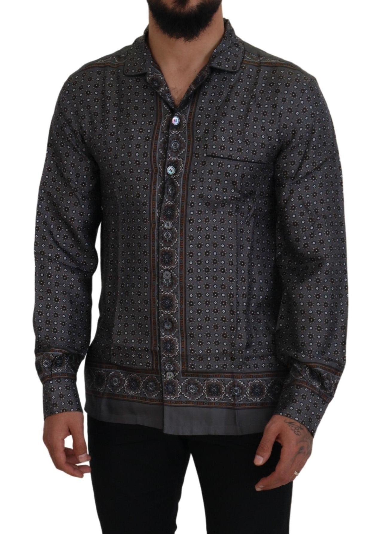 Camisa elegante barroca de satén de seda