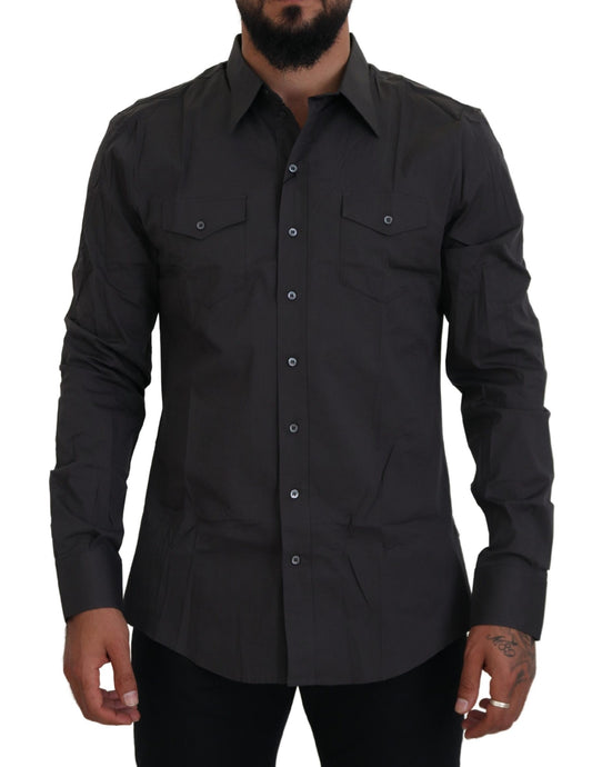 Camisa de vestir elegante Sicilia gris de corte entallado