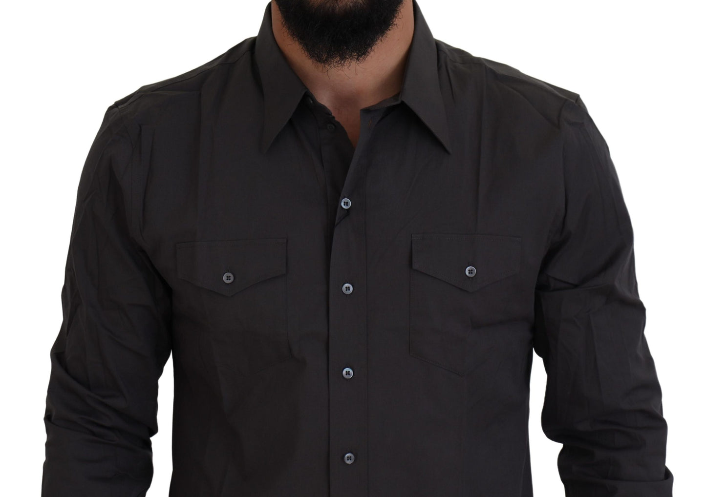 Camisa de vestir elegante Sicilia gris de corte entallado