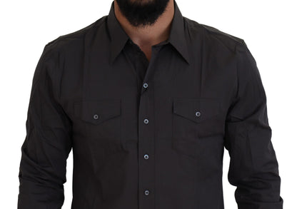 Camisa de vestir elegante Sicilia gris de corte entallado