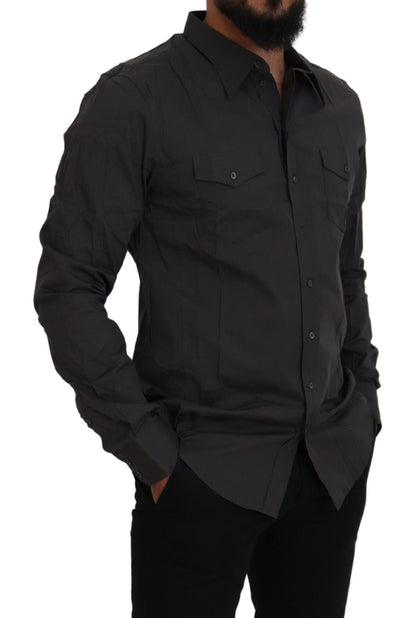 Camisa de vestir elegante Sicilia gris de corte entallado