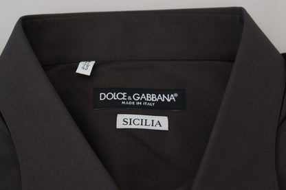 Camisa de vestir elegante Sicilia gris de corte entallado