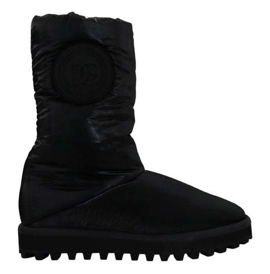 Elegantes botas de media caña en poliéster negro