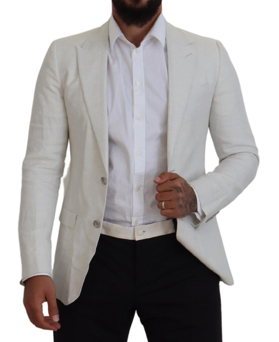 Elegante blazer Sicilia blanco de botonadura sencilla
