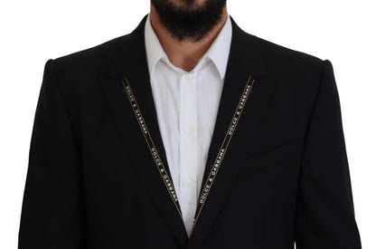 Blazer negro de botonadura sencilla estilo siciliano