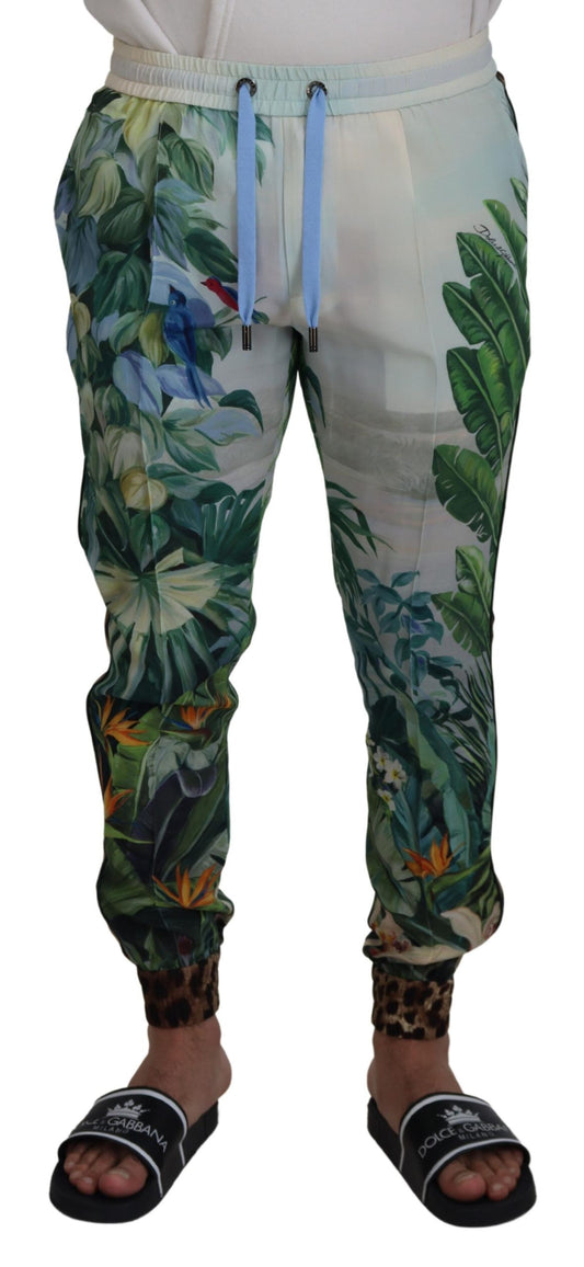 Pantalones de seda multicolor con efecto llamativo