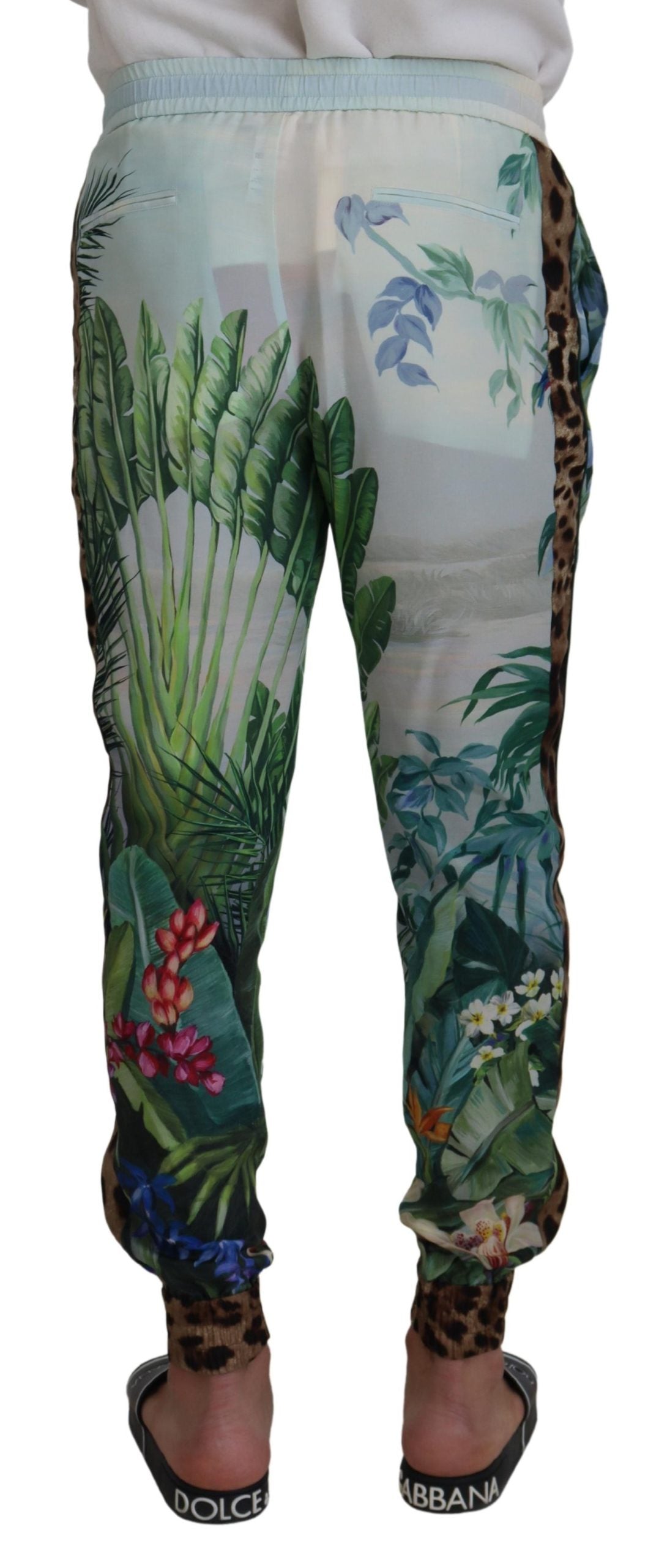Pantalones de seda multicolor con efecto llamativo