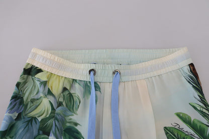 Pantalones de seda multicolor con efecto llamativo