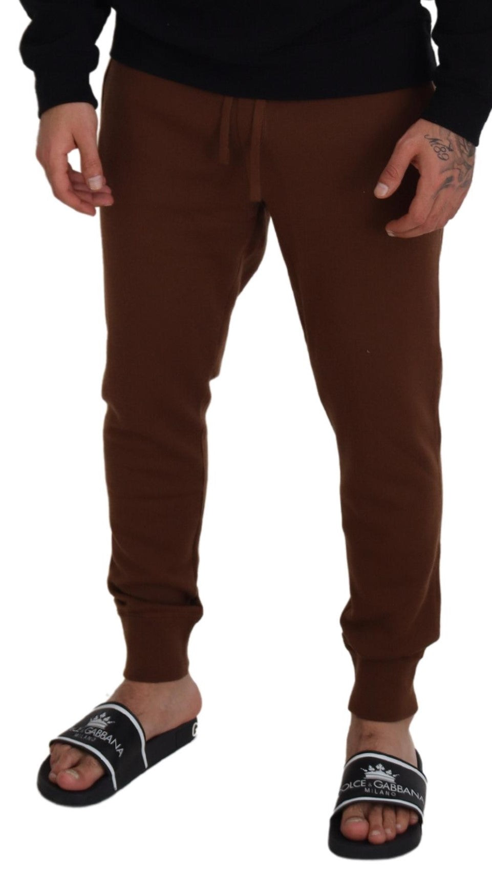Elegantes pantalones deportivos de cachemira marrón
