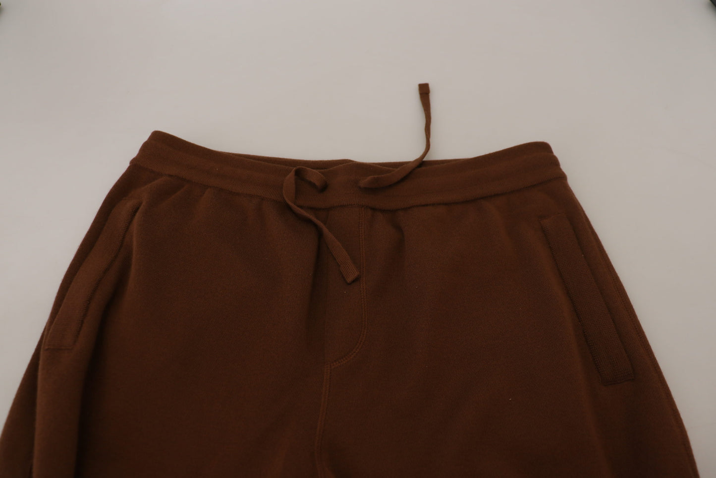 Elegantes pantalones deportivos de cachemira marrón