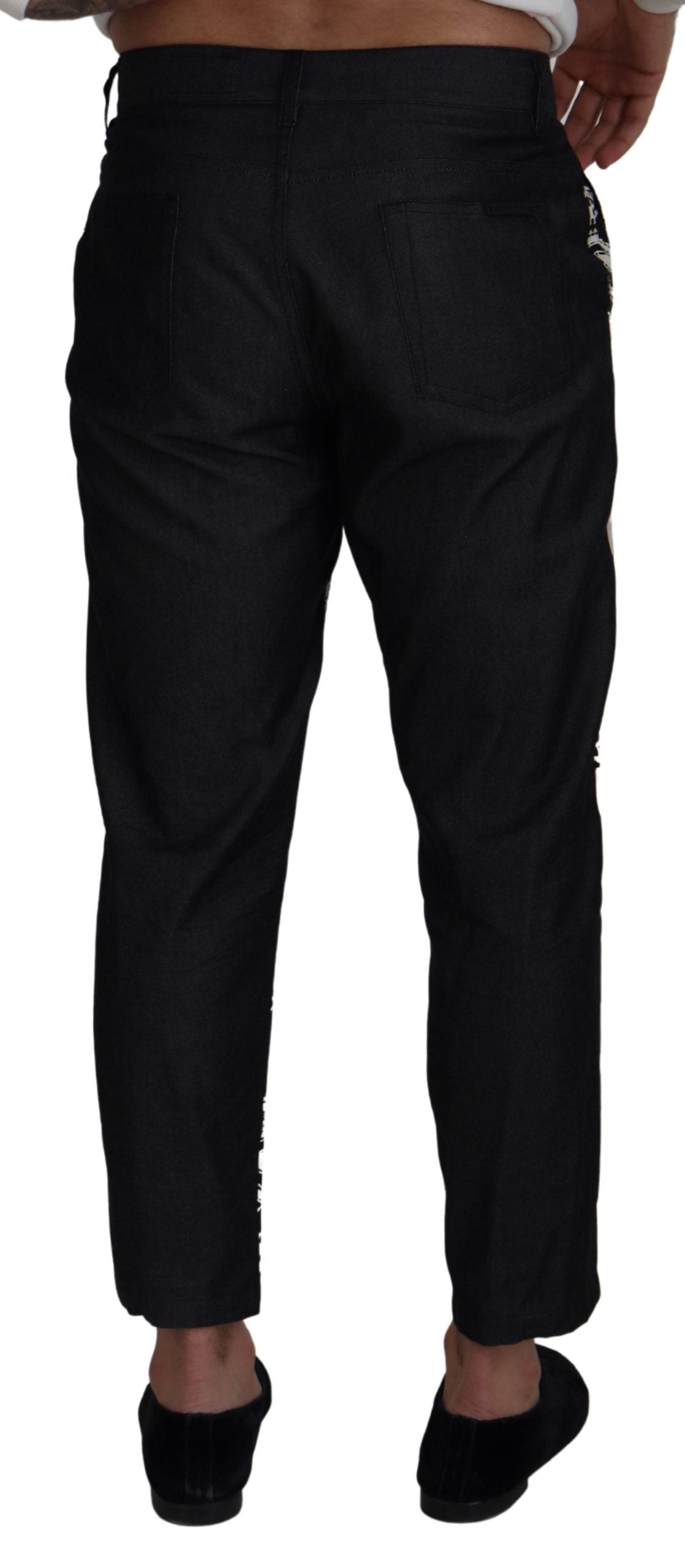 Pantalones elegantes de seda y algodón con estampado de bandana