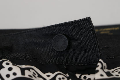 Pantalones elegantes de seda y algodón con estampado de bandana