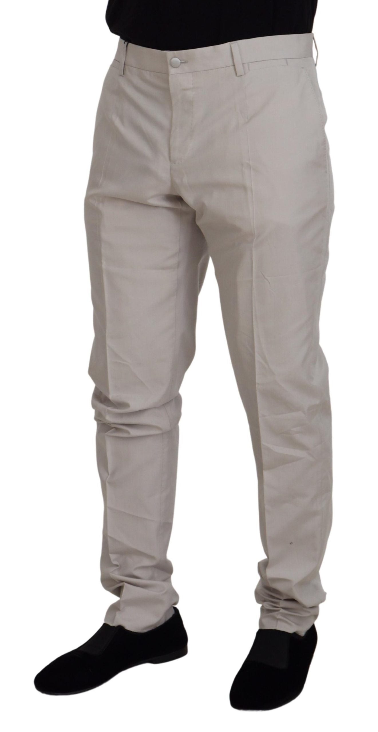 Pantalones elegantes de mezcla de seda en color blanco roto