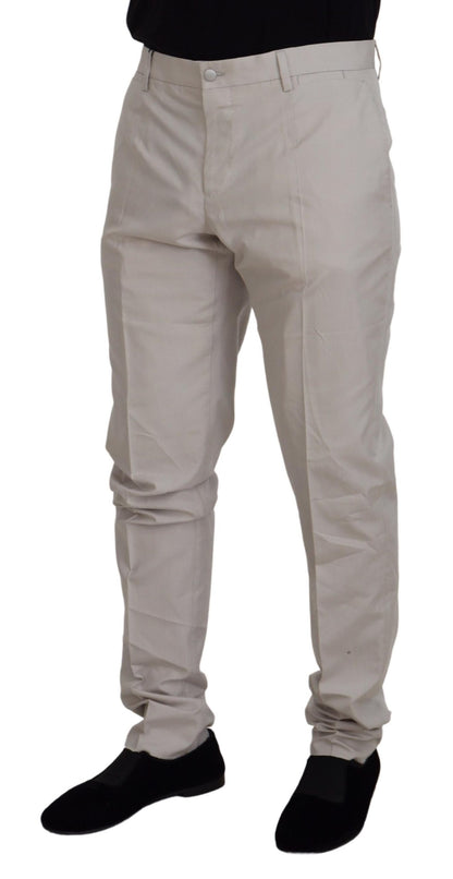 Pantalones elegantes de mezcla de seda en color blanco roto