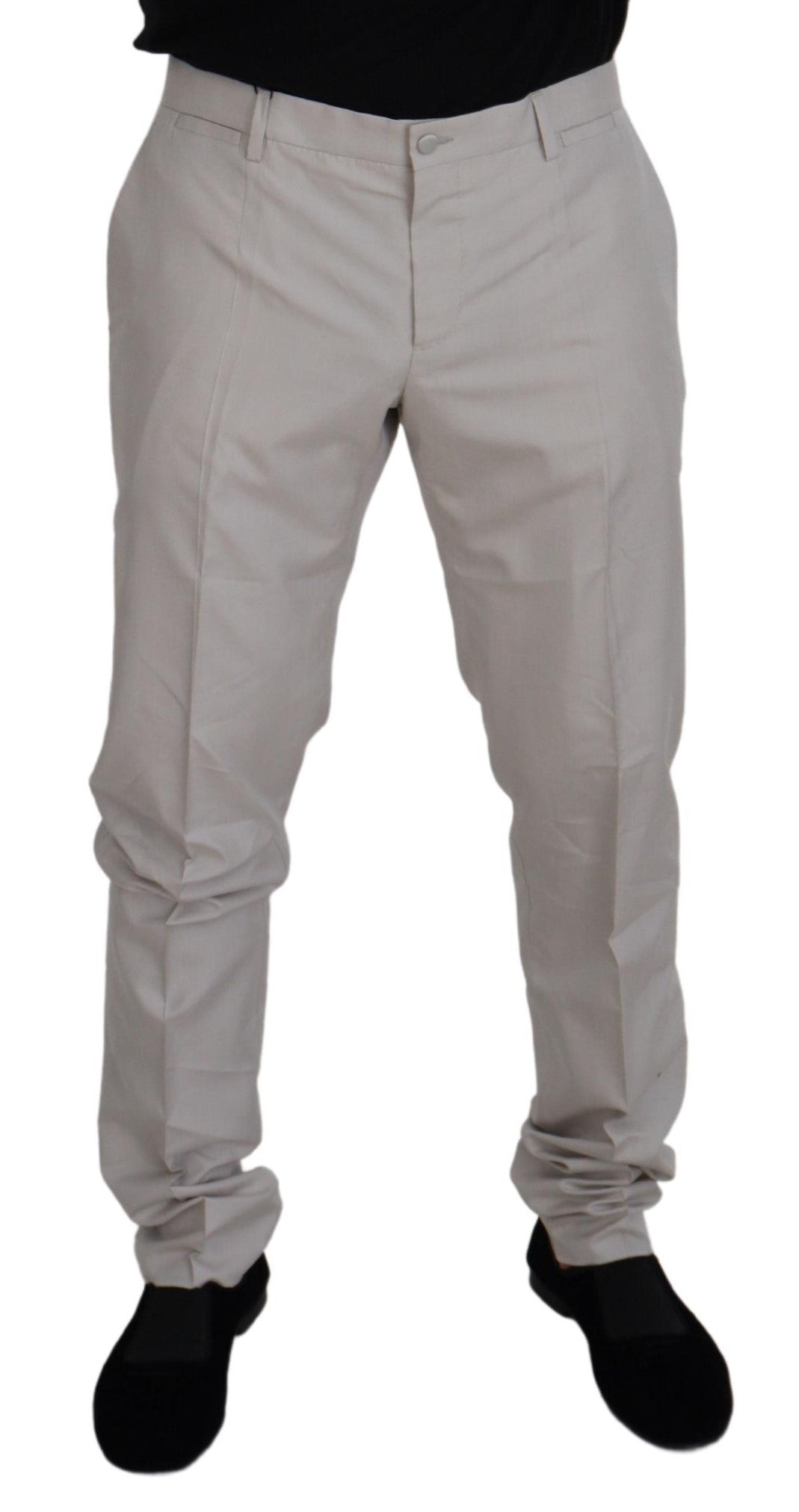 Pantalones elegantes de mezcla de seda en color blanco roto