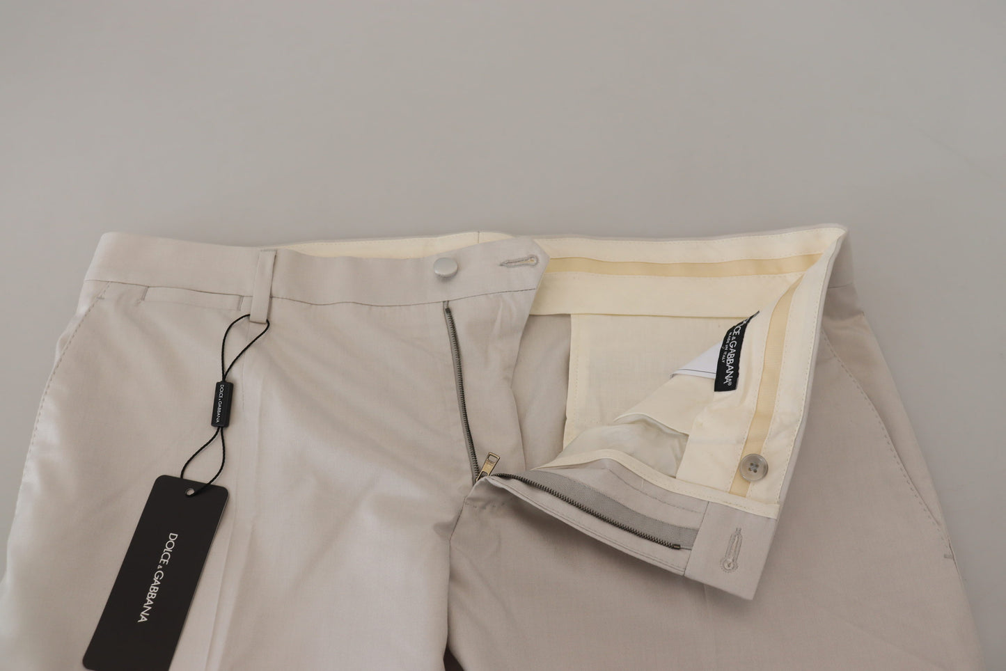 Pantalones elegantes de mezcla de seda en color blanco roto