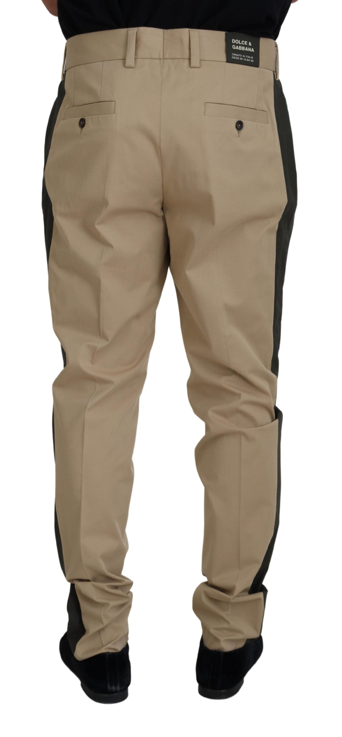 Elegantes pantalones elásticos de algodón bicolor