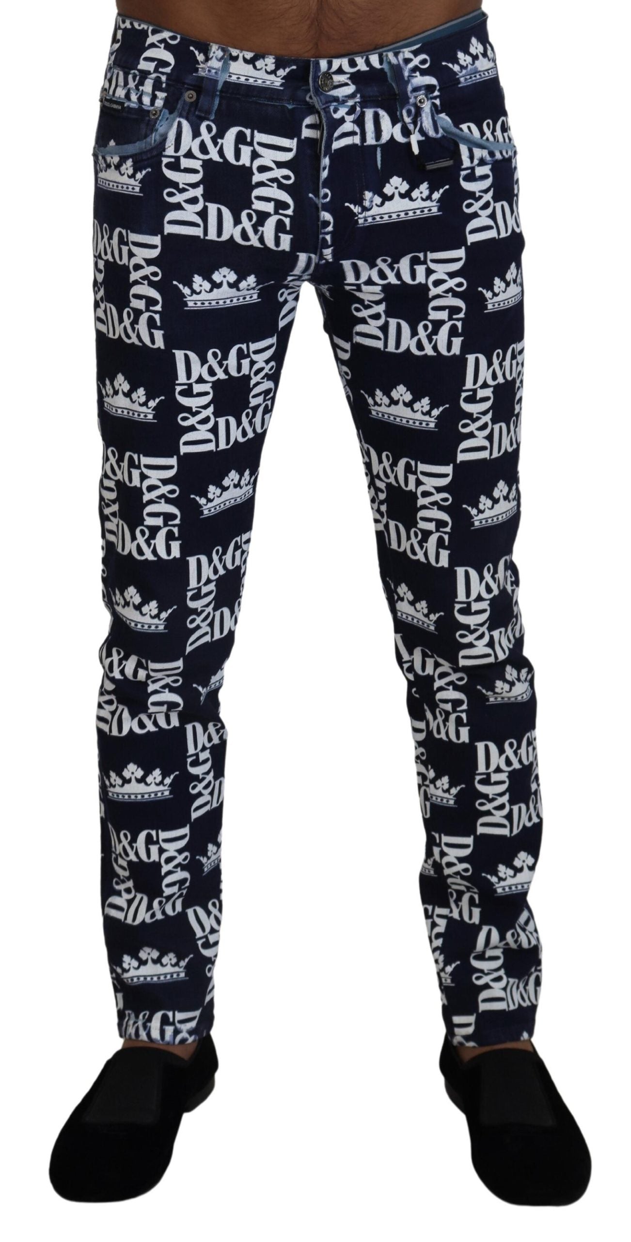 Pantalones vaqueros elegantes con estampado de corona