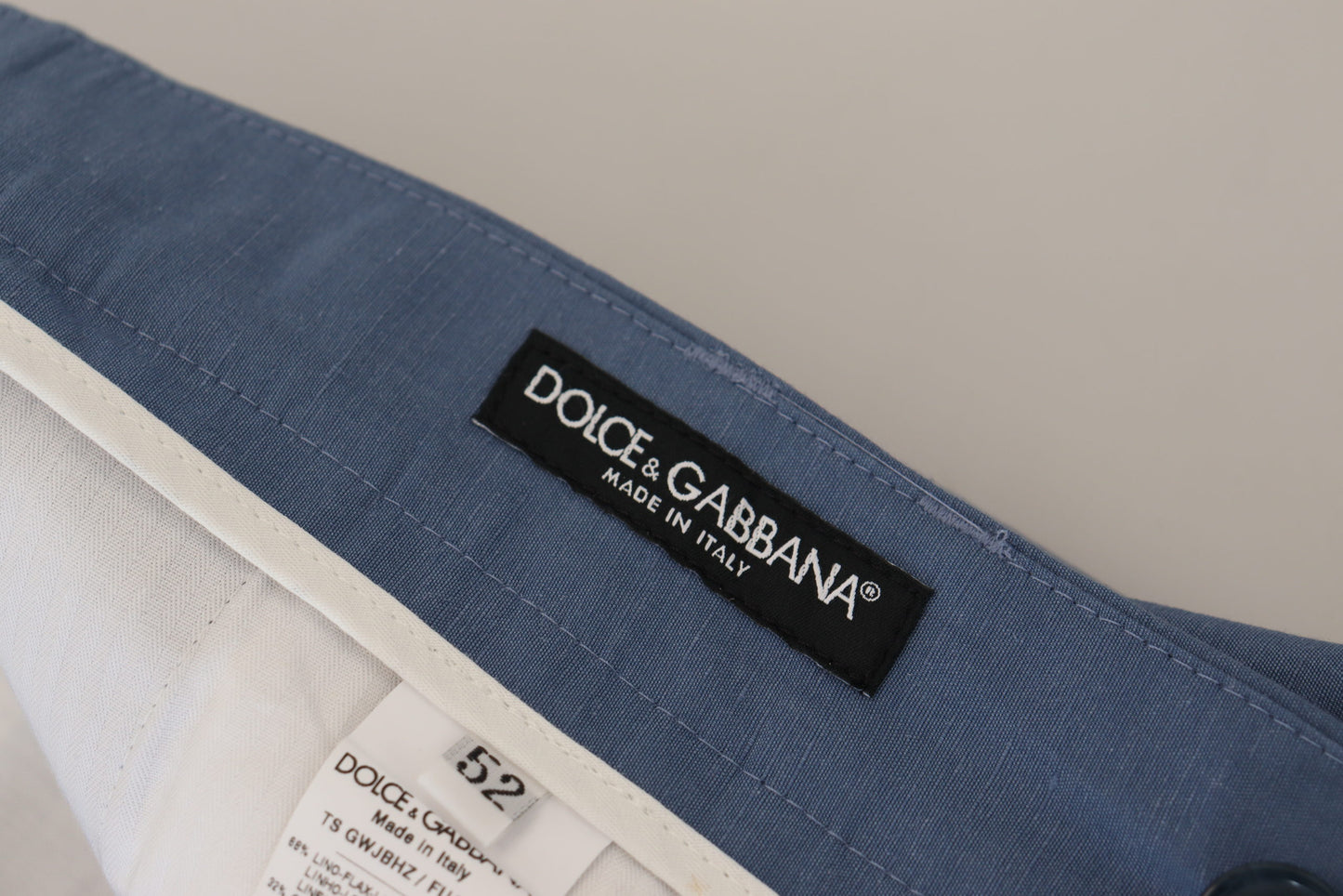 Pantalones elegantes de lino y algodón azul