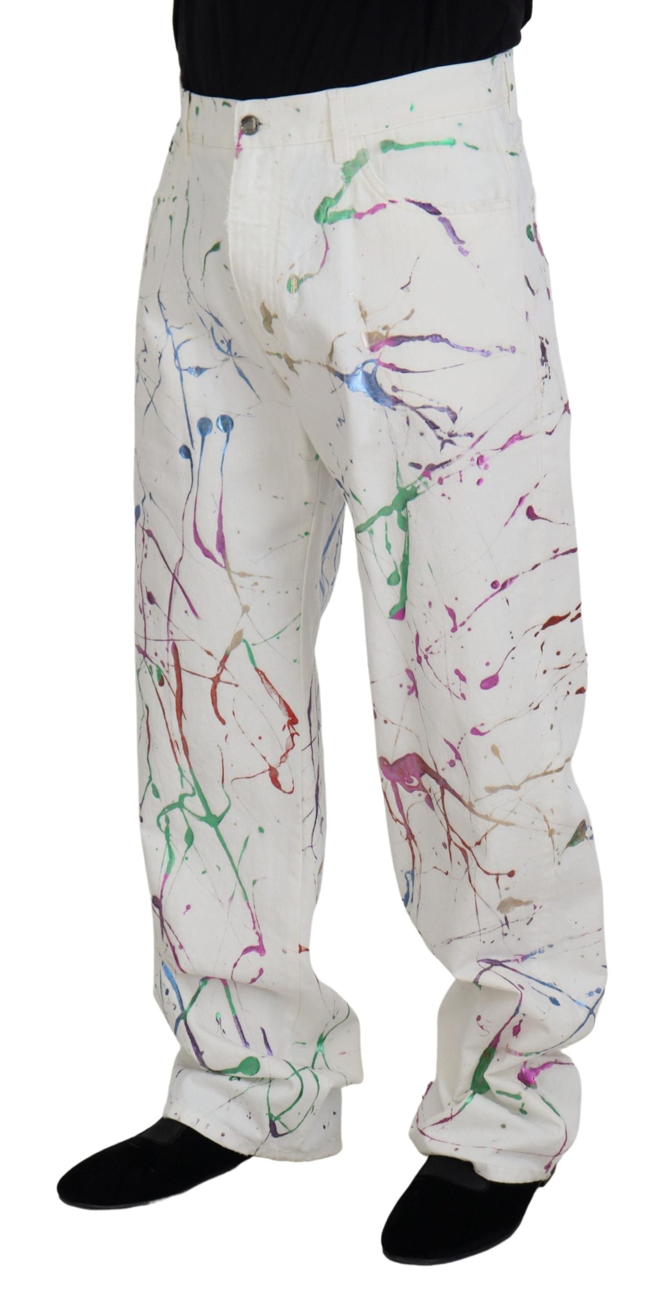 Pantalones vaqueros elegantes con estampado de salpicaduras blancas