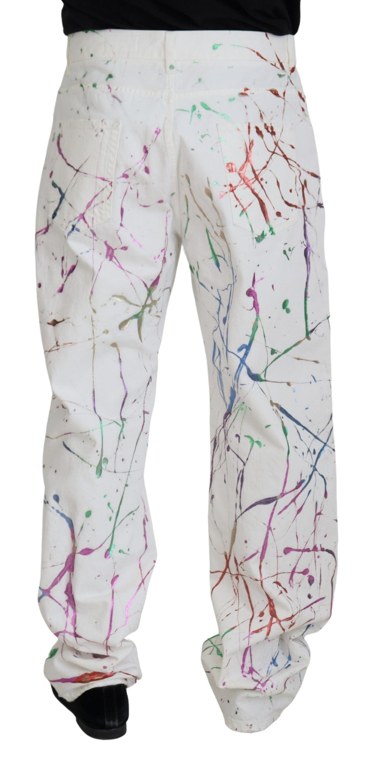 Pantalones vaqueros elegantes con estampado de salpicaduras blancas