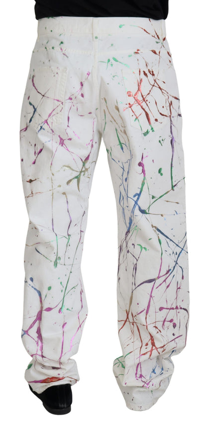 Pantalones vaqueros elegantes con estampado de salpicaduras blancas