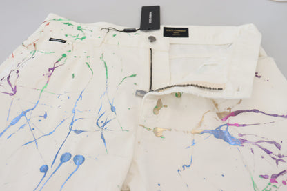 Pantalones vaqueros elegantes con estampado de salpicaduras blancas
