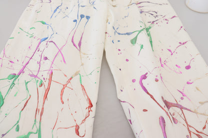 Pantalones vaqueros elegantes con estampado de salpicaduras blancas