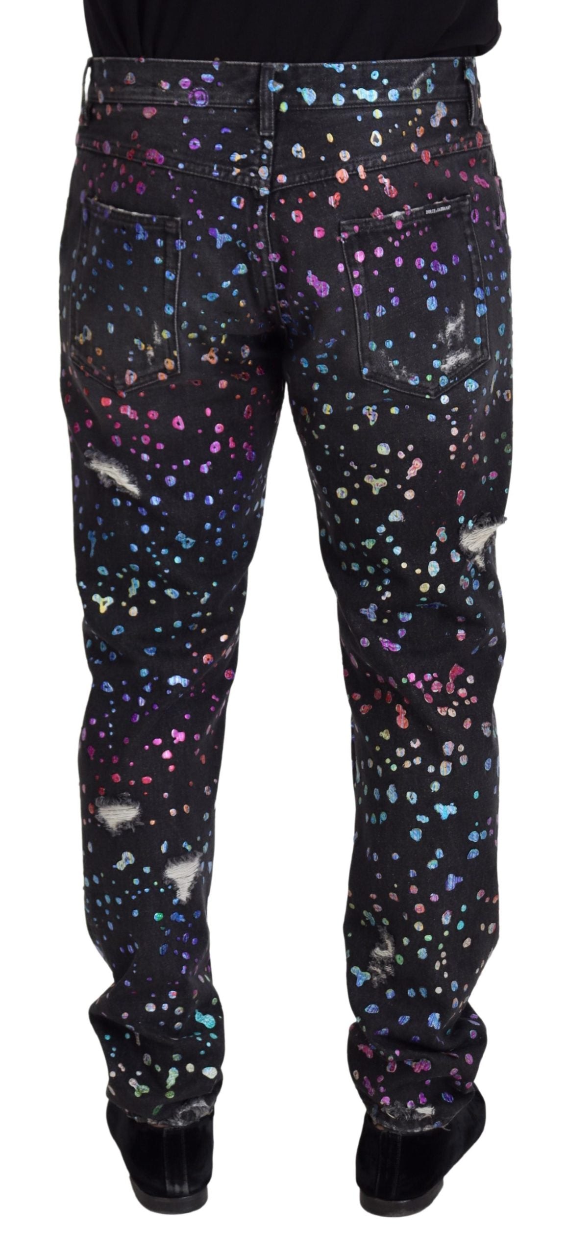 Elegantes pantalones vaqueros con estampado multicolor