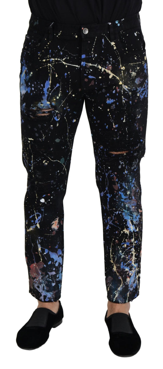 Pantalones vaqueros con estampado de salpicaduras de color exquisitos
