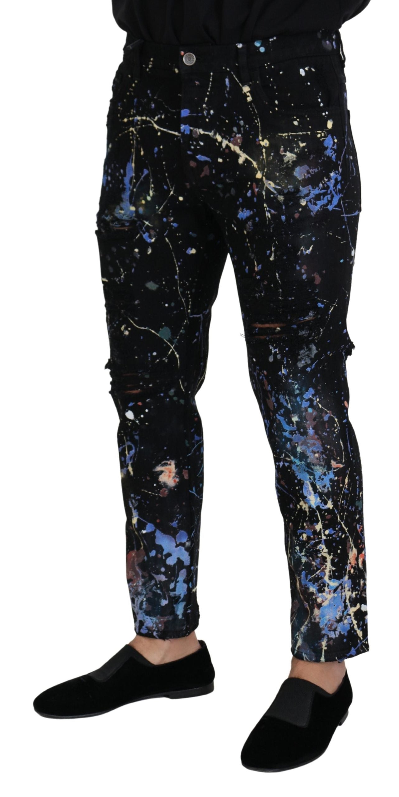 Pantalones vaqueros con estampado de salpicaduras de color exquisitos