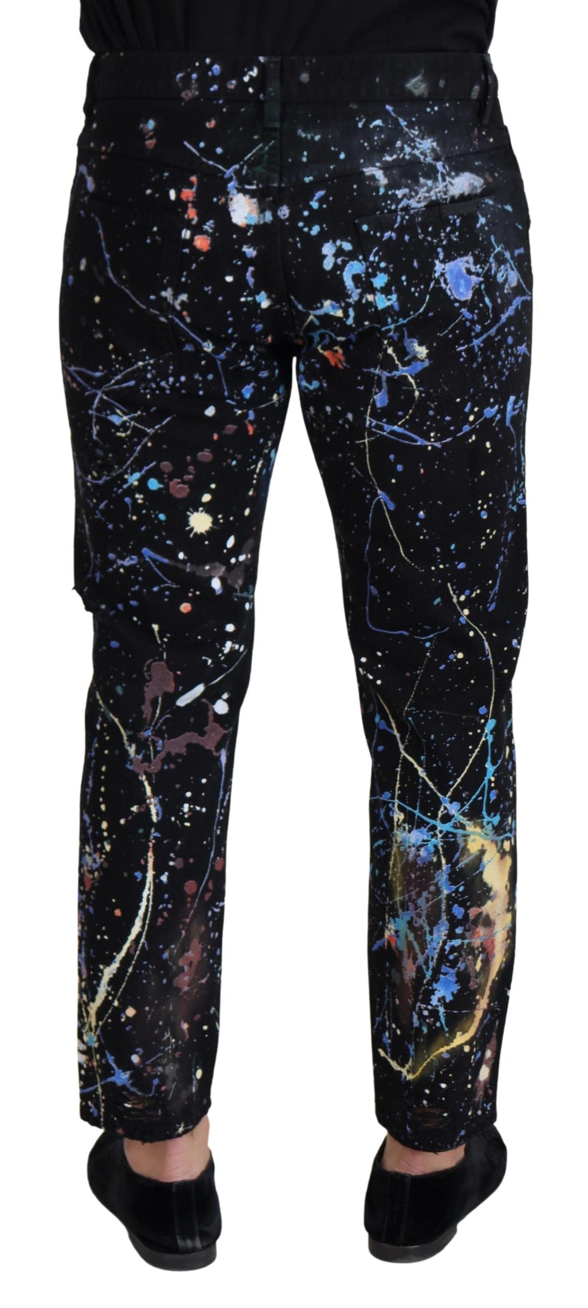 Pantalones vaqueros con estampado de salpicaduras de color exquisitos