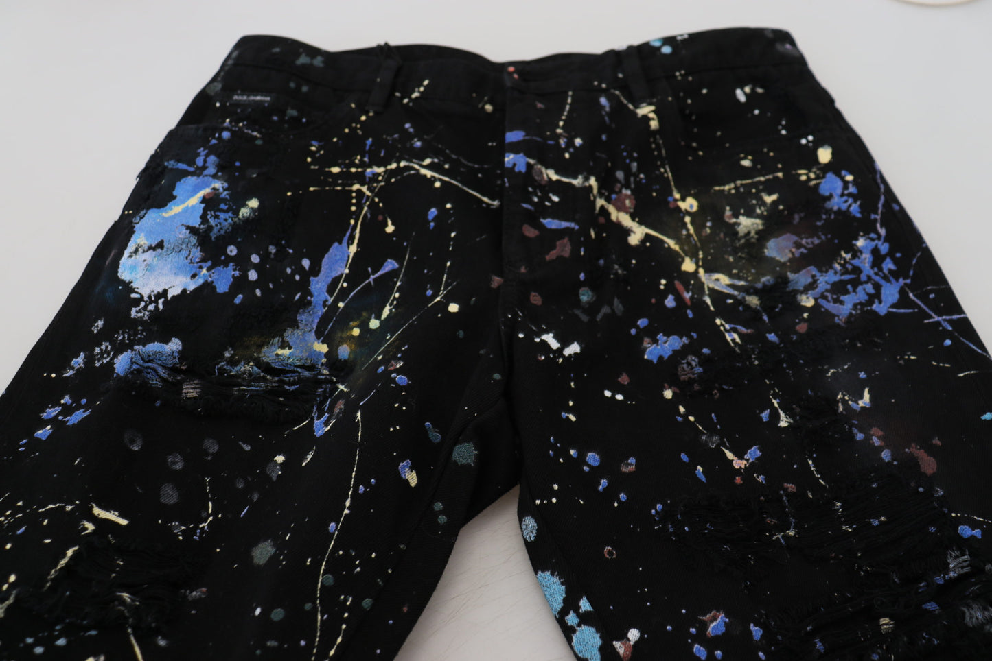 Pantalones vaqueros con estampado de salpicaduras de color exquisitos