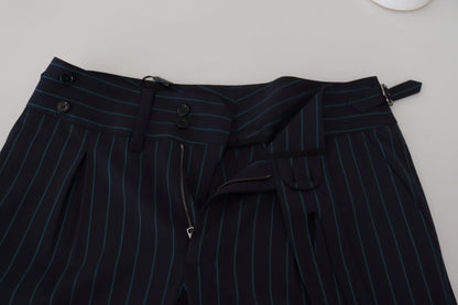 Pantalones elegantes de lana virgen a rayas