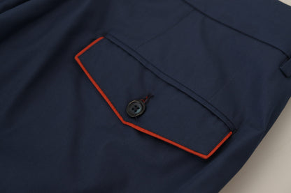 Elegantes pantalones de seda de algodón azul