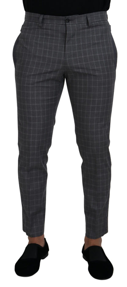 Pantalones elegantes de algodón a cuadros para hombre