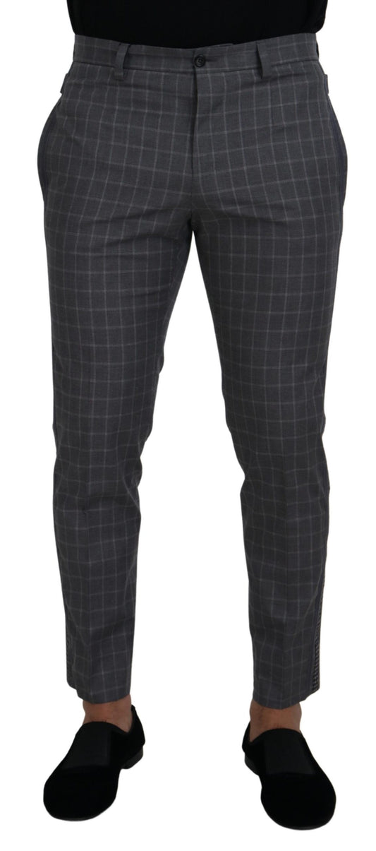 Pantalones elegantes de algodón a cuadros para hombre