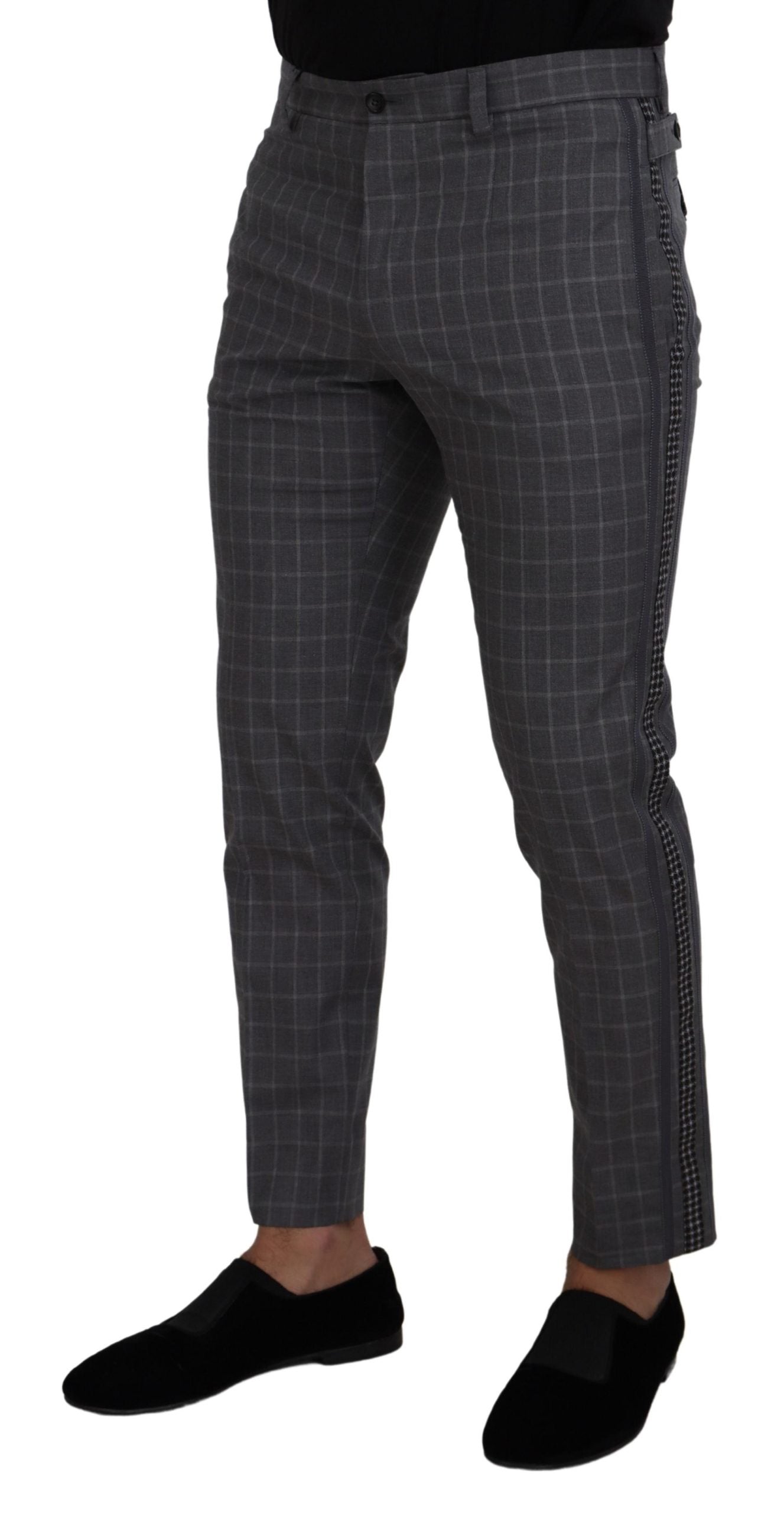 Pantalones elegantes de algodón a cuadros para hombre