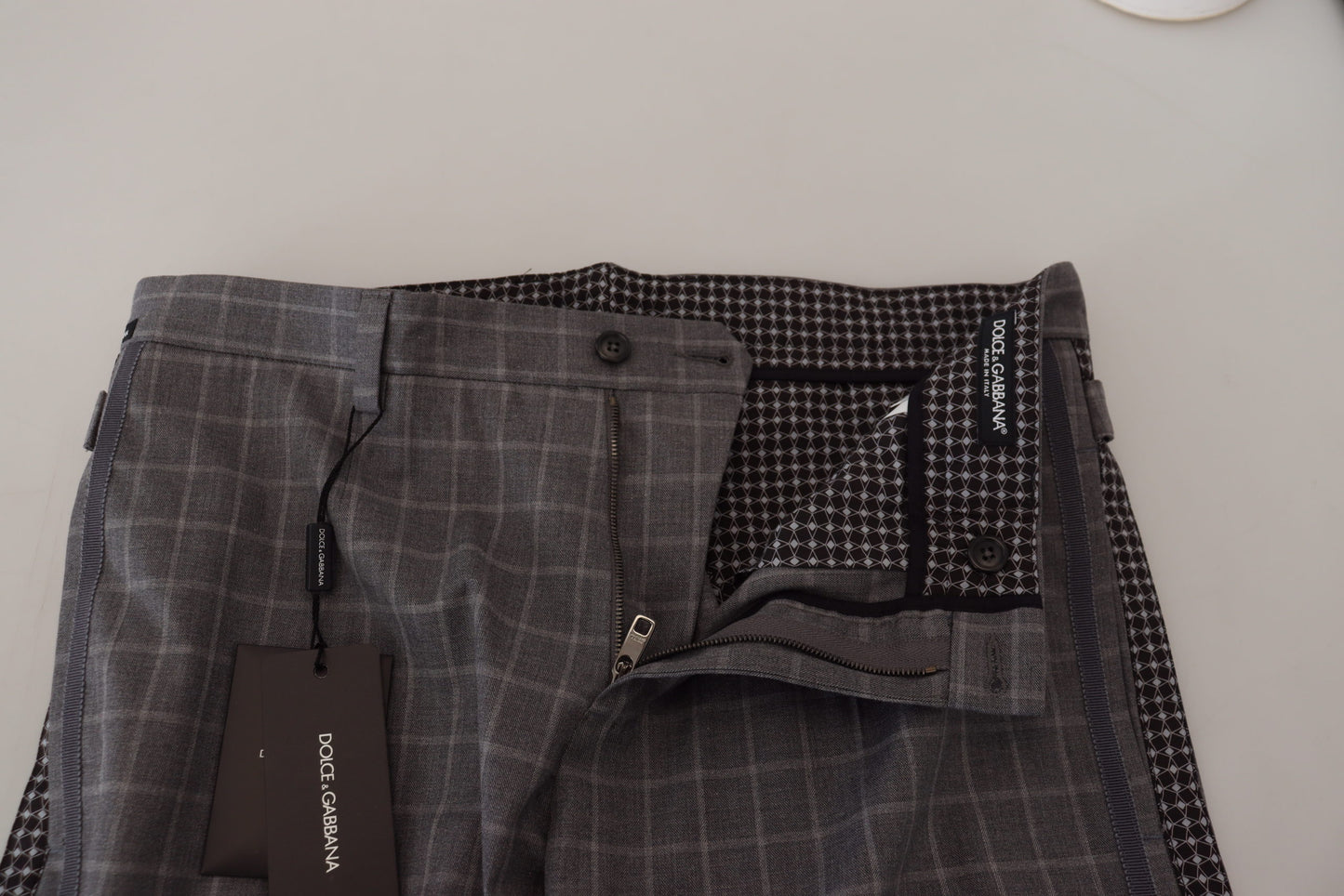 Pantalones elegantes de algodón a cuadros para hombre