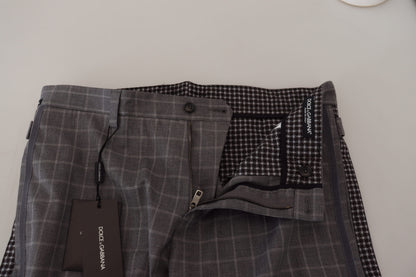 Pantalones elegantes de algodón a cuadros para hombre