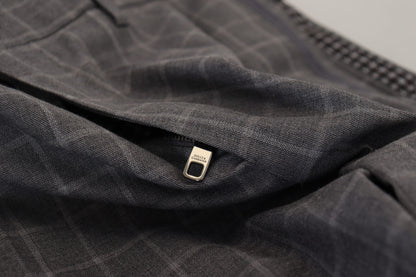 Pantalones elegantes de algodón a cuadros para hombre